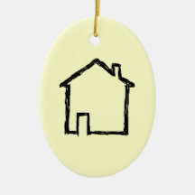 House Sketch. Black and Cream. Christmas Tree Ornaments