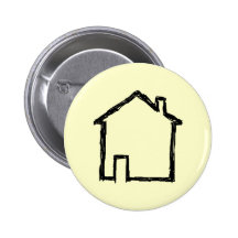 House Sketch. Black and Cream. Pinback Buttons