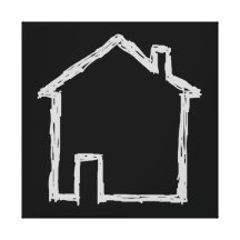 House Sketch. Gray and Black. Gallery Wrapped Canvas