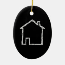 House Sketch. Gray and Black. Christmas Ornaments