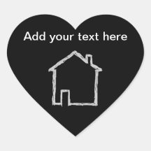 House Sketch. Gray and Black. Heart Stickers