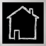 House Sketch. Gray and Black. Poster