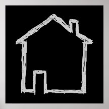House Sketch. Gray and Black. Poster