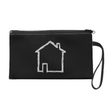 House Sketch. Gray and Black. Wristlet Clutches