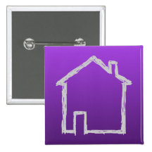 House Sketch. Gray and Purple. Button