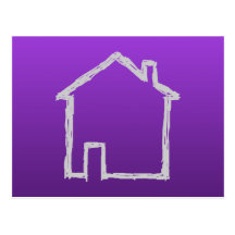 House Sketch. Gray and Purple. Post Card