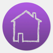 House Sketch. Gray and Purple. Sticker