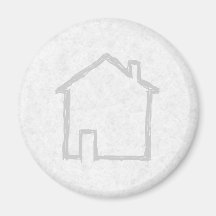 House Sketch. Gray. Fridge Magnets