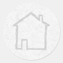 House Sketch. Gray. Round Sticker