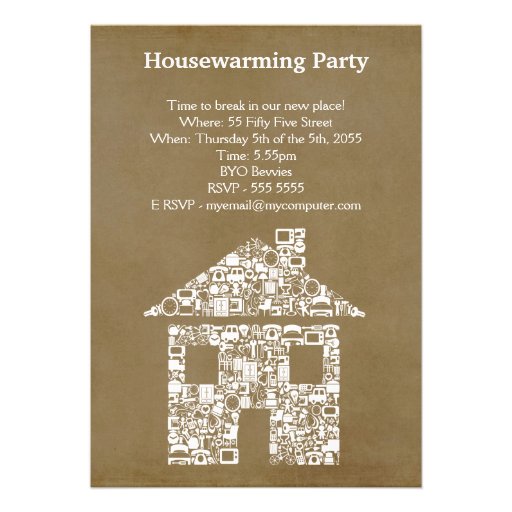 House Warming Moving Party Invite Invitation 5" X 7" Invitation Card ...