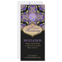 House Warming Om Purple Gold Party Invitation