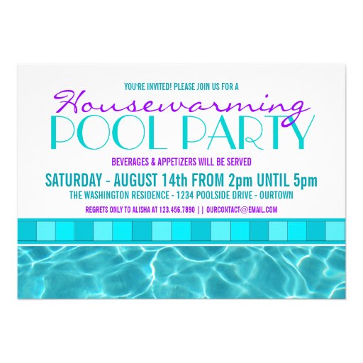 House Warming Pool Party Invitations (front side)