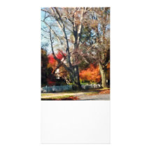 House With Picket Fence in Autumn Photo Cards