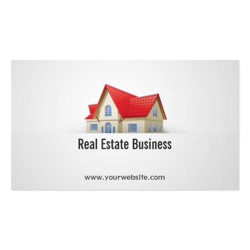 House with Red Roof Real Estate Business Card (front side)