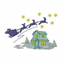 House with Santa and Sleigh embroidered shirts