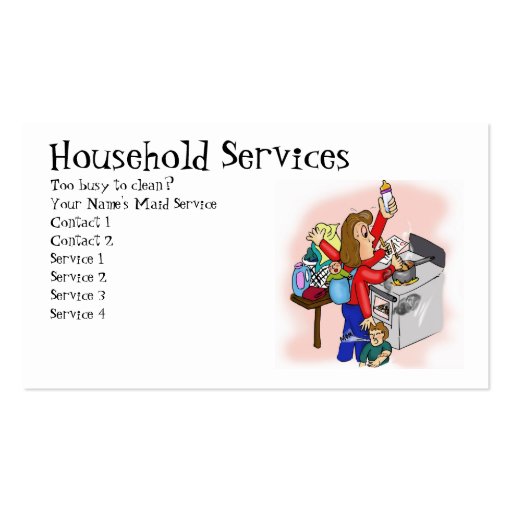 Household Services Business Card Template (front side)
