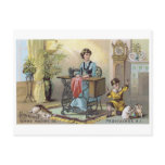 Household Sewing Machine Boy with Cats Post Card