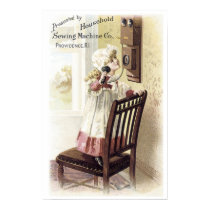 Household Sewing Machine Girl on Phone posters