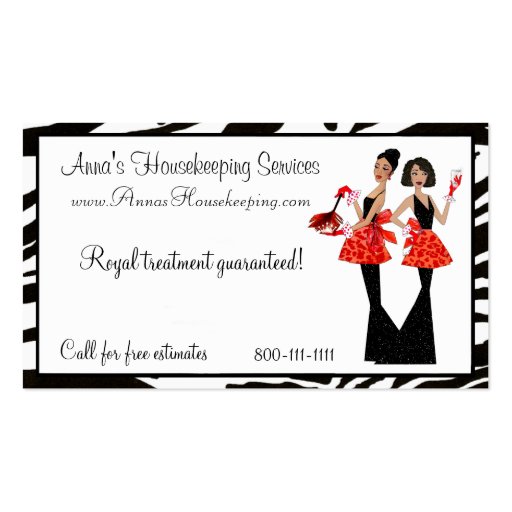 Housekeeping Diva Business Cards (front side)