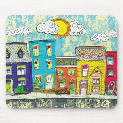 Houses in a Row Mouse Pads by Krissy_B