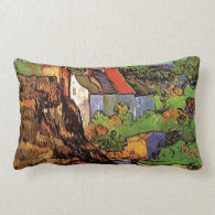 Houses in Auvers, Fine art by Vincent van Gogh. Throw Pillows