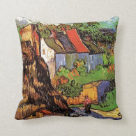Houses in Auvers, Fine art by Vincent van Gogh. Throw Pillows