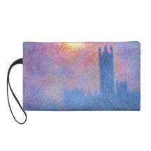 Houses of Parliament, London, Sun Breaking Through Wristlet Clutch