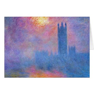 Houses of Parliament, London, Sun Breaking Through Greeting Cards