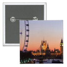 Houses of Parliament & the London Eye Pinback Buttons