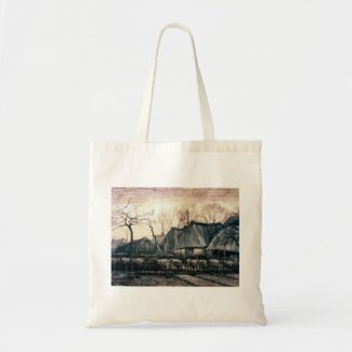 Houses with Thatched Roofs by Vincent Van Gogh Canvas Bags