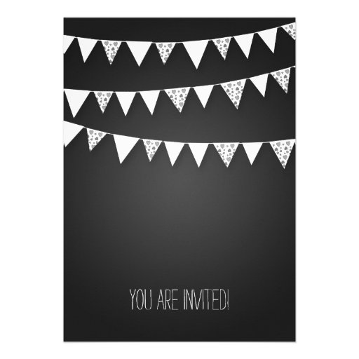 Housewarming Party Hearts Bunting Black Personalized Invitations