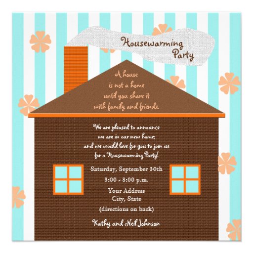 Housewarming Party Invitation -- Brown House (front side)