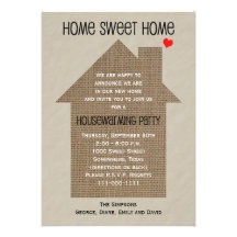 Housewarming Party Invitation -- Burlap House