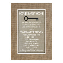 Housewarming Party Invitation - Key on Burlap