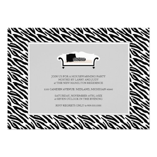 Housewarming Party Invitation {Zebra Print} (front side)