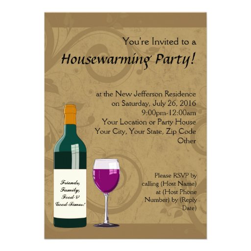 Housewarming Party Invitations, Wine Theme (front side)