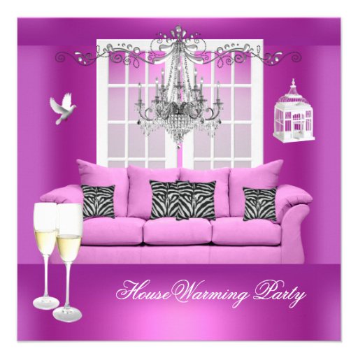 HouseWarming Pink Champagne Chandelier Sofa Announcement