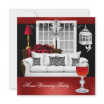 HouseWarming Red White Black Chandelier Custom Invitation
