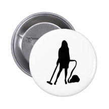 housewife - vacuum cleaner - cleaning pinback button