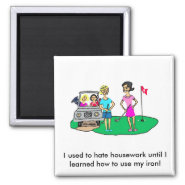 Housework and Golf Cartoon Magnet