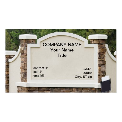 housing development sign business cards (front side)