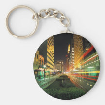 Houston Main Street at Night Key Chain