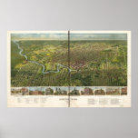Houston Texas 1891 Antique Panoramic Map posters
