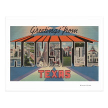 Houston, Texas - Large Letter Scenes Postcard