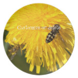 Hoverflies on Dandelions; Customizable Dinner Plate