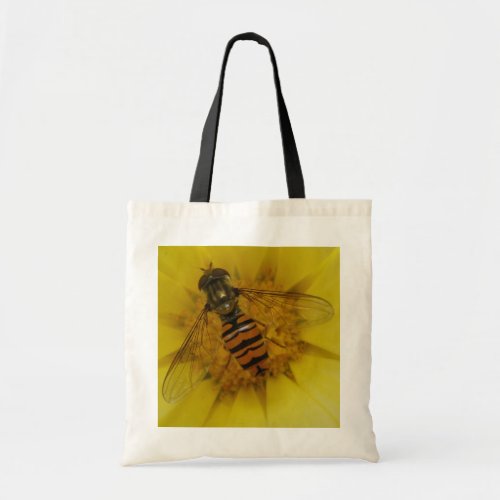 Hoverfly on a Marigold Budget Tote Bag bag