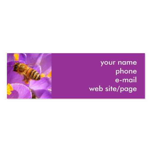 Hovering Bee ~ profile card Business Cards (back side)