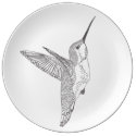 Hovering Hummingbird Illustration Porcelain Plate