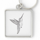 Hovering Hummingbird Sketch Key Chain