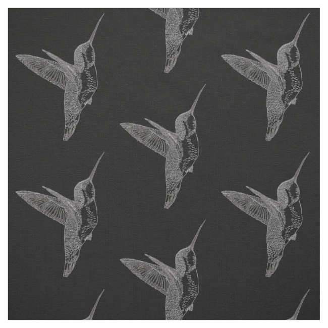 Hovering Hummingbirds Black Print Fabric Hovering Hummingbirds Black Print Fabric